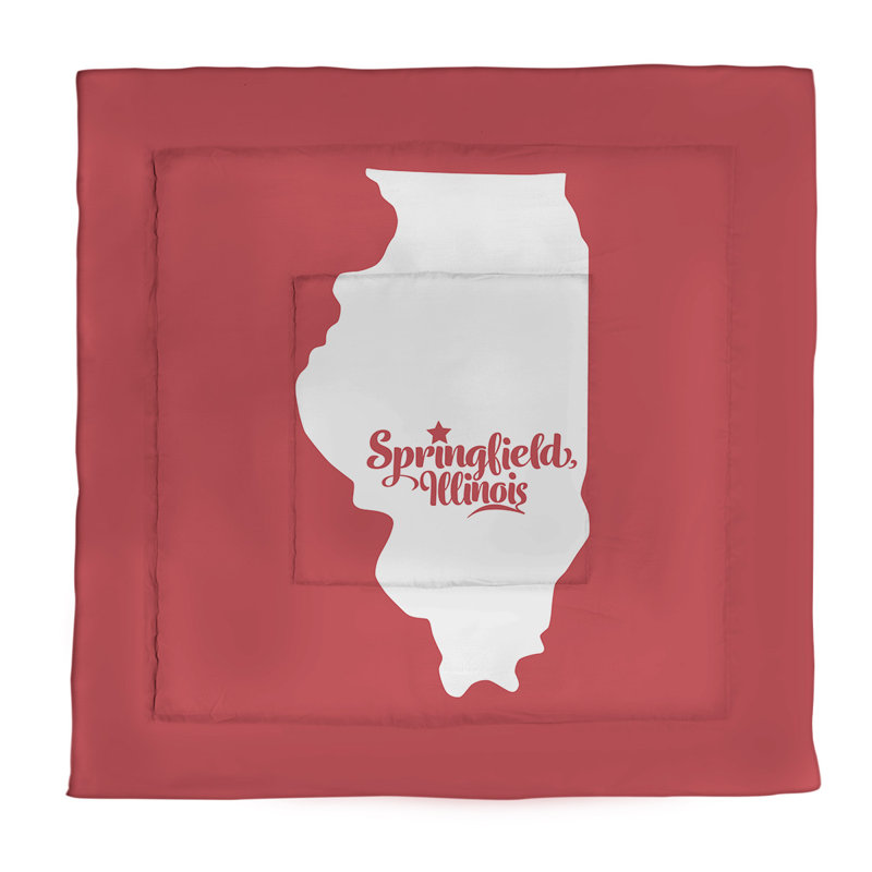 Illinois Percale Comforter, Queen Comforter, Red