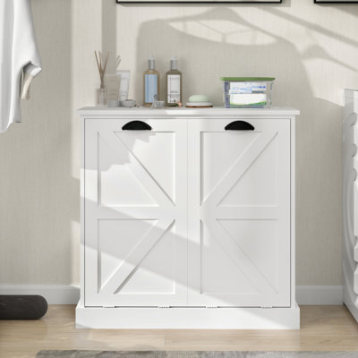 Armoire de trieur de linge à deux compartiments inclinable - blanc