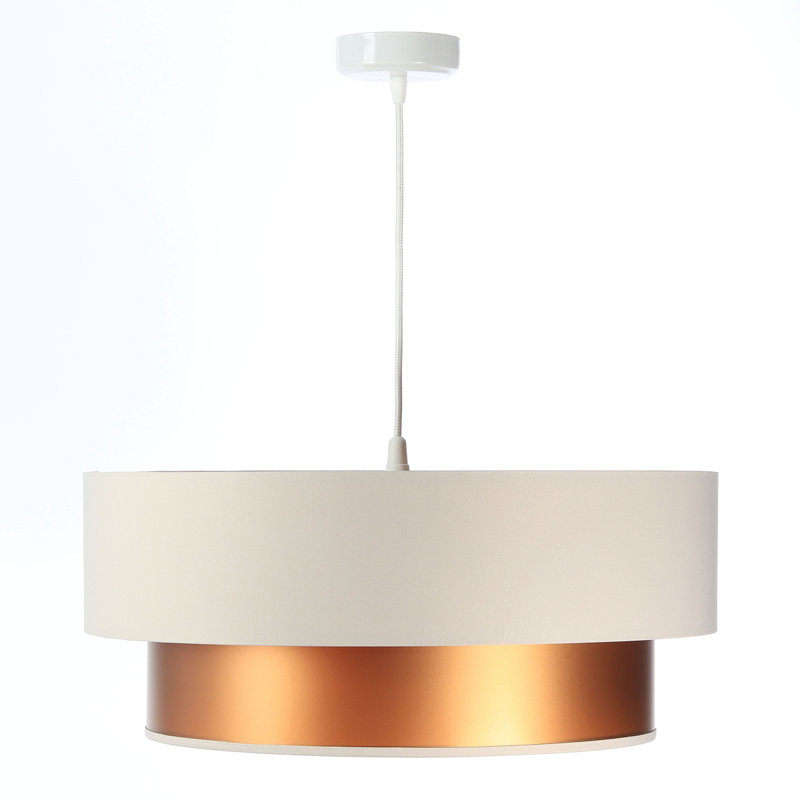 Shandra 1 - Light Black Drum Pendant, 20cm H x 50cm W x 50cm D, Coppery/Beige