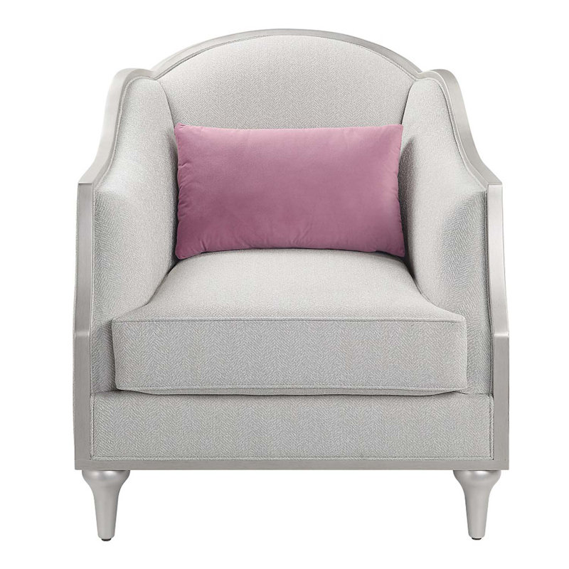 Chaise Kasa avec coussin, lin beige et finition champagne
