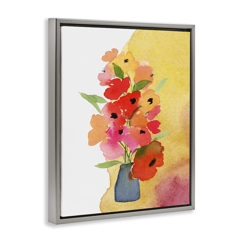 «Bright Bright Florals» par Corinne Rose Designs, Cadre flottant gris lustré, H 31 po x l 25 po