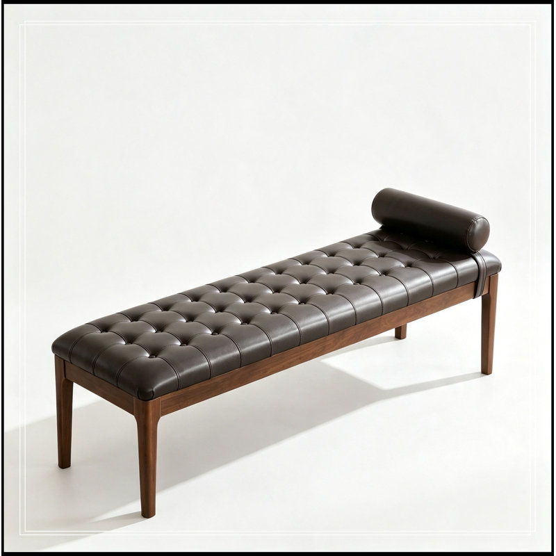 Fauteuil rembourré avec appui-tête et siège capitonné, Café
