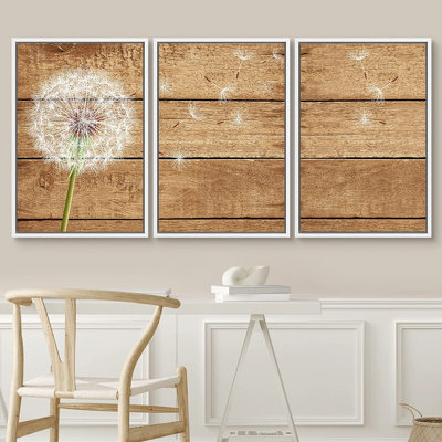 Dandelion " Windy White Summer Dandelion Flower " 3 - Pieces