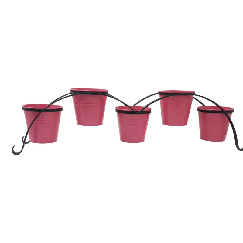 Pot à fleur en fer forgé Brock, H 11,5 po x l 44 po x P 9 po, Rose vif, 6