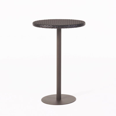 Outdoor 26" Round Pe Rattan Bar Table, Multibrown