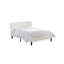 Ensemble de chambre à coucher grand lit 3 pièces - Lit capitonné à boutons - Tête de lit tapissier en tissu de velours blanc lin et table de chevet au fini crème au beurre brossé-2109871683-1983907105-2109871684