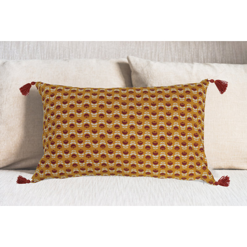 Embroidered Cotton Reversible Throw Pillow