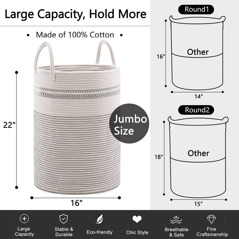Laundry Hamper, 22" H x 16"W