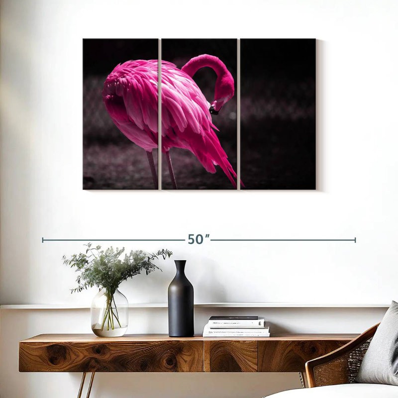 Magnifique flamant rose, H 24 po x l 38 po