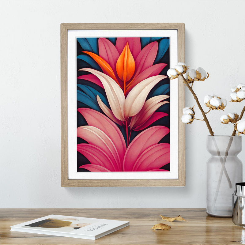 The Lively Flowers - Single Picture Frame Print, 64cm H x 46cm W x 2cm D, Oak Framed