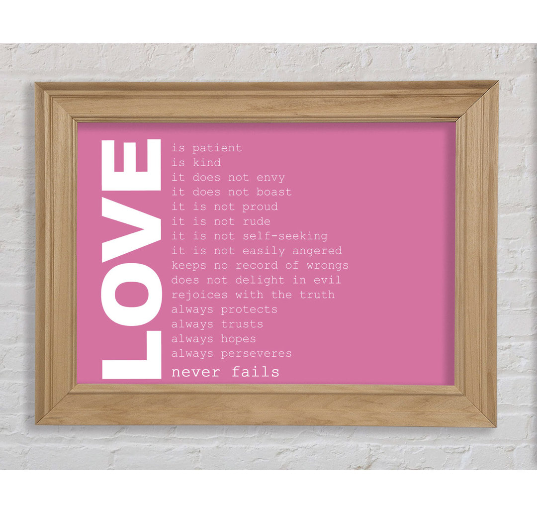 Loyalton Love Quote Love Never Fails Lime Green Gerahmter Druck Wandkunst