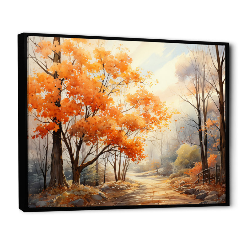 «Yellow Maple Tree Golden Canopy I», reproduction sur toile, Cadre flottant noir, H 30 po x l 40 po x P 1,5 po