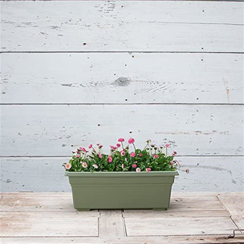 Plastic Planter Box, 6.5" H x 8" W x 36" D, Sage