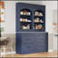 Armoire autoportante haute de 83,7 pouces de hauteur avec plateau supérieur et 5 tiroirs de rangement, ensemble de 2, bleu