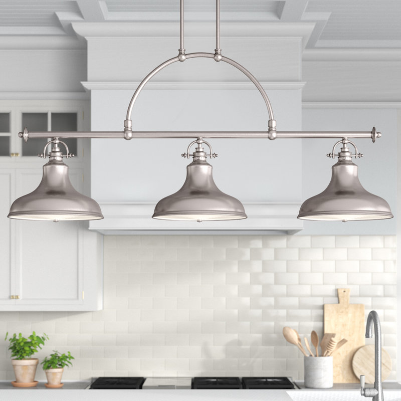 Warrenville 3 - Light Kitchen Island Pendant, Brushed Nickel