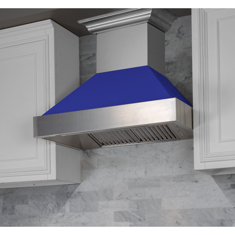 ZLINE 30 po Hotte de cuisine murale en acier inoxydable à conduit avec coque, Bleu mat