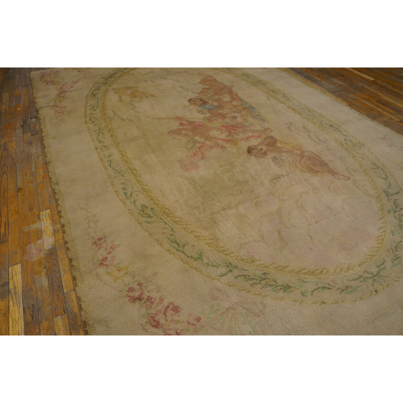 Antique Savonnerie French Floral, Medallion Knotted Rug