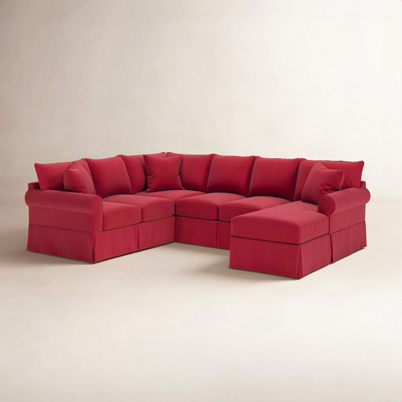 Amari Slipcovered U-Sectional, Bayou Flame Canvas, Right Hand Facing