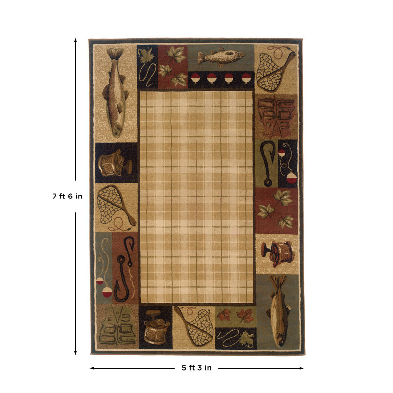 Tapis beige / noir Appomattox Southwestern, Rectangle 5 pi 3 po x 7 pi 6 po