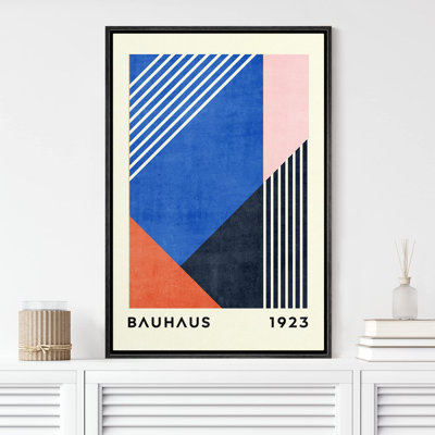 Blocs de couleurs abstraites et vibrantes, bleu, rose, orange, collage de Bauhaus géométrique