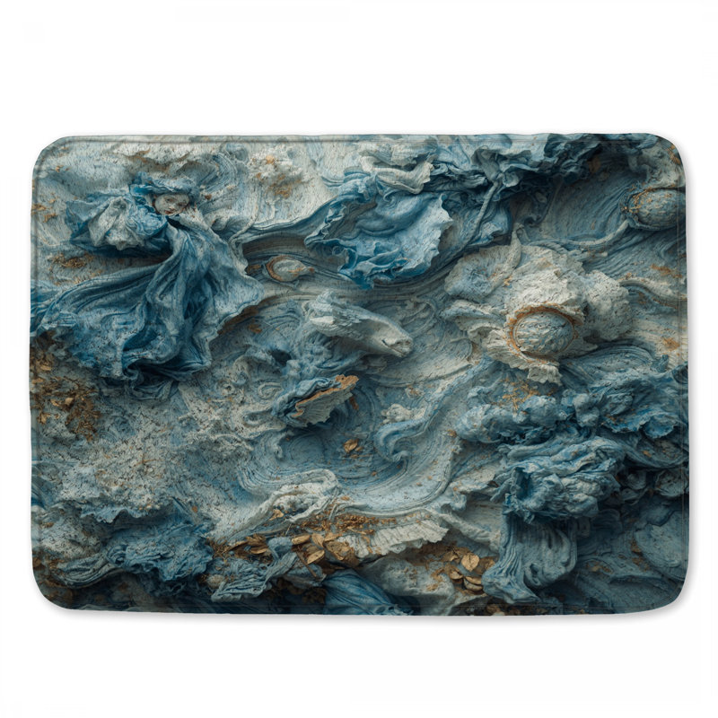 Tapis de bain bleu, L 34 po x L 21 po
