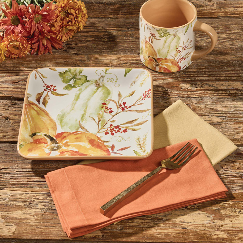  Ensemble de 4 assiettes à salade d'automne Fall Festival
