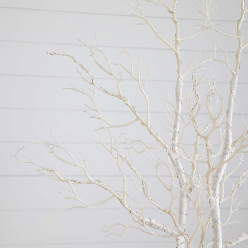 35in. Pre-Lit Artificial White Birch Branches with 80 Warm White LED Lights - Set of 2