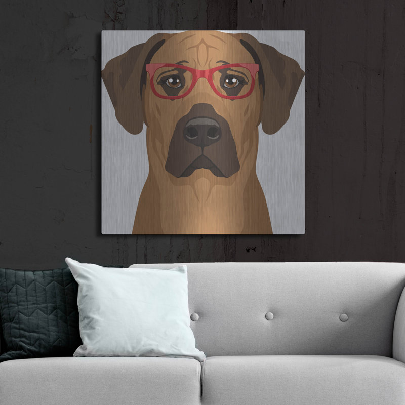 «Rhodesian Ridgeback portant des lunettes de hipster» par les affiliés Furbaby, H 36 po x l 36 po