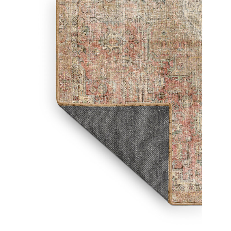 Tapis traditionnel beige / rose Farahn, Rectangle 4 pi x 6 pi