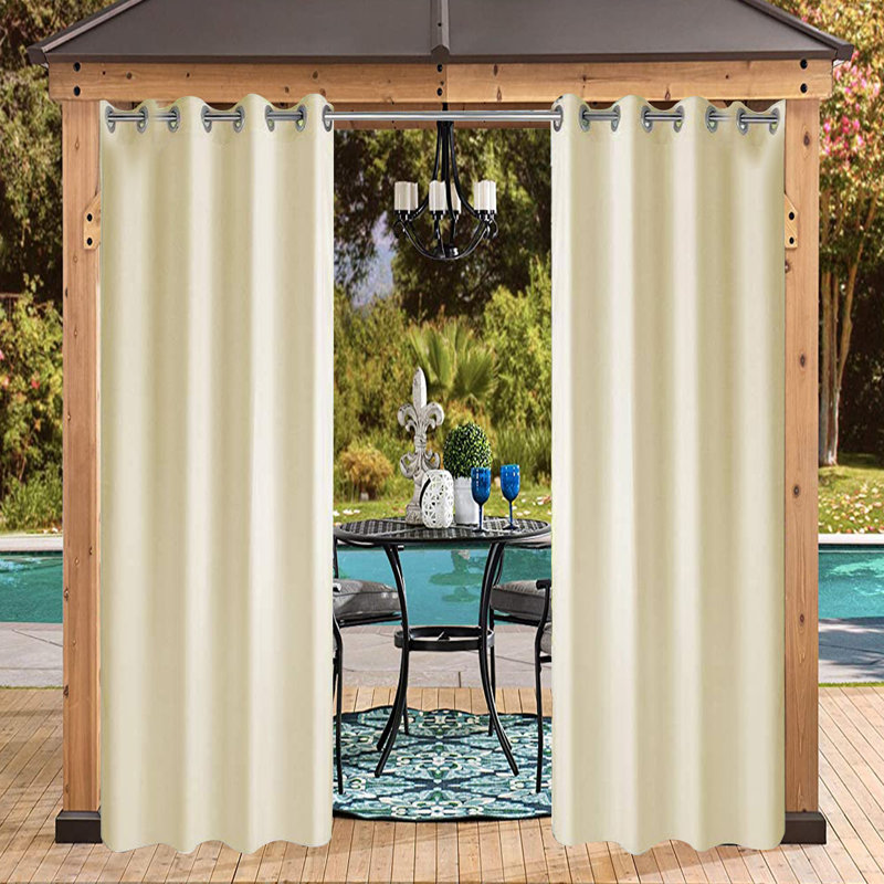 Ensemble de 2 rideaux d'intérieur enduits bloquant la lumière et résistant aux rayons UV W52 (ensemble de 2), Beige