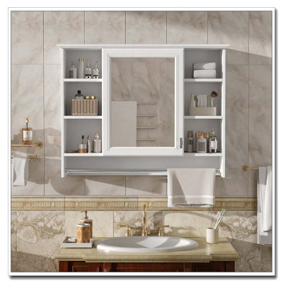 Armoire à pharmacie à miroir réglable 3-en-1 avec fermeture en douceur