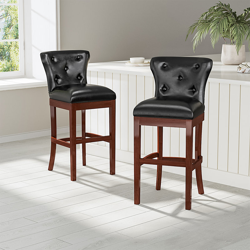 Carbajal Upholstered Bar Stool with Solid Wood Frame