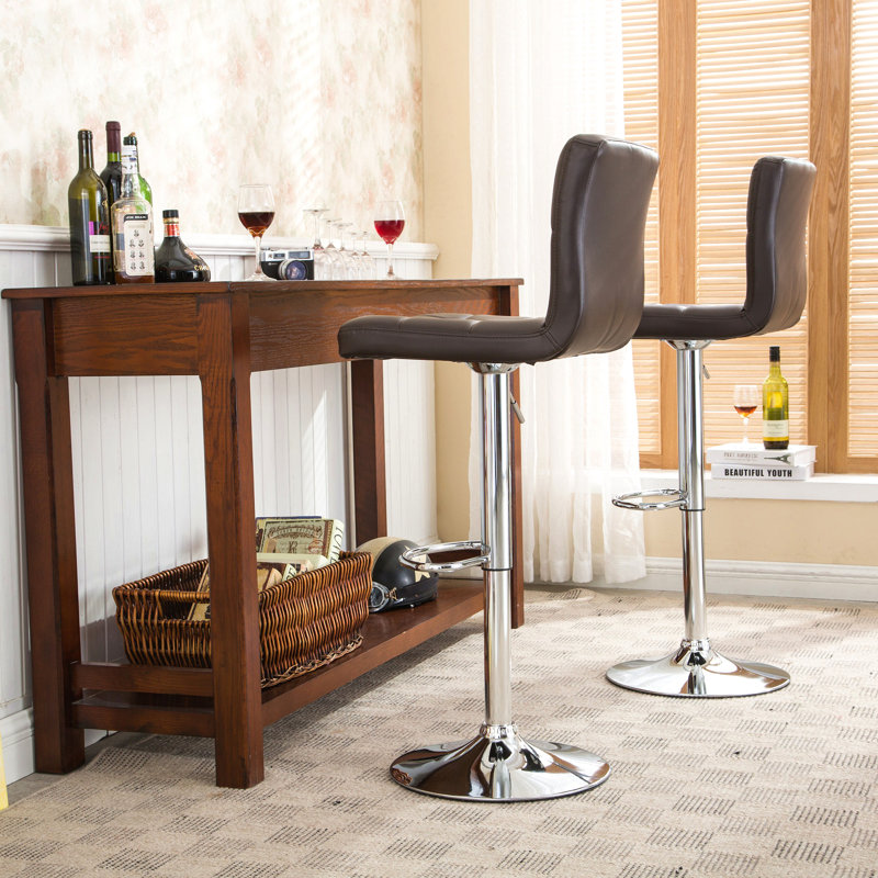 Tabouret de bar pivotant réglable en similicuir, ensemble de 2, Brun