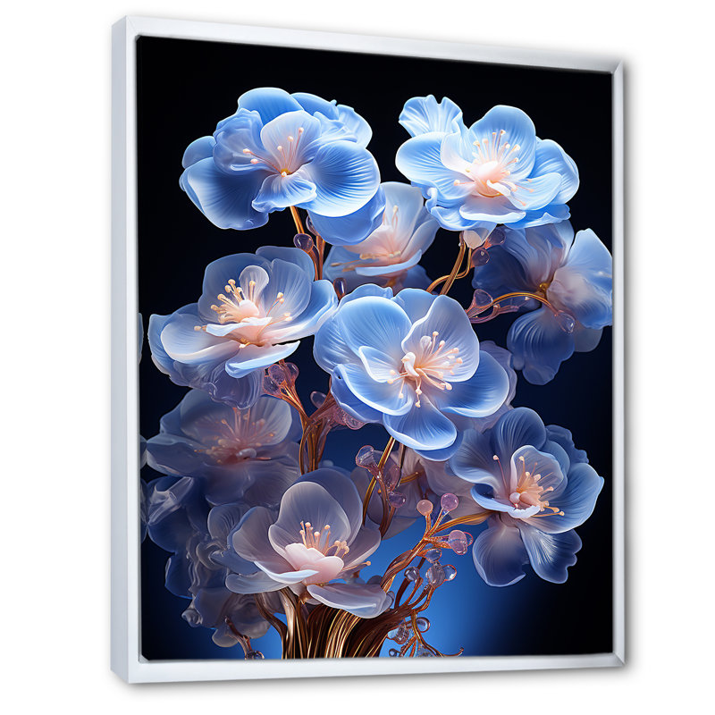 Minuit Indigo Pansy Wonders I, H 20 po x l 12 po x P 1 po, Cadre flottant blanc
