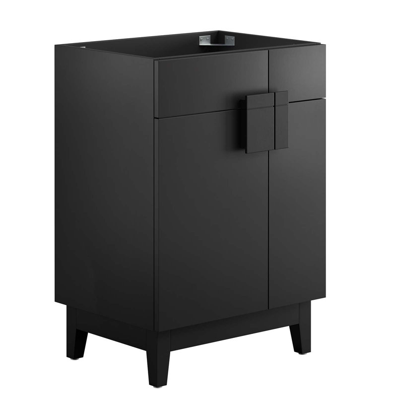 Base de meuble-lavabo simple 23 po Modway Miles seulement, Noir, noir, noir, noir