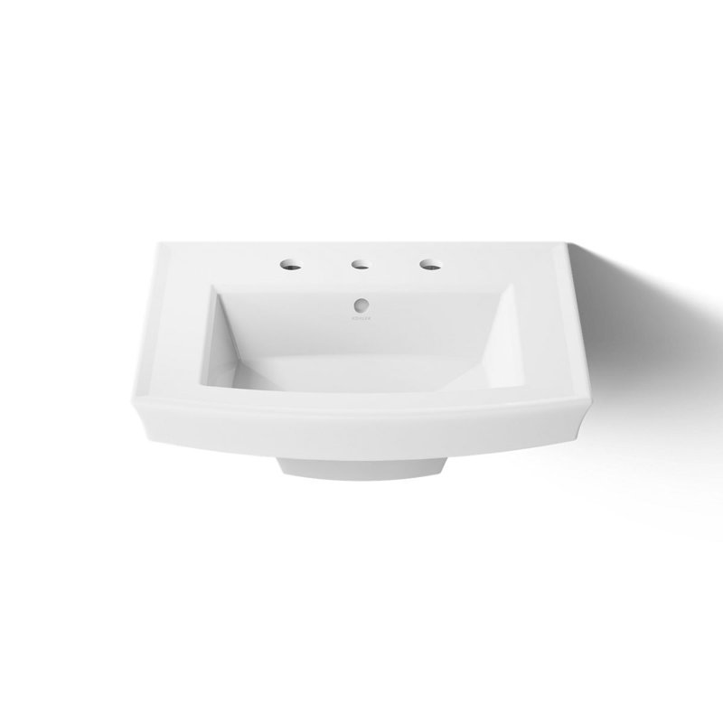 Archer® Vitreous China Rectangular Pedestal Bathroom Sink with Overflow, Ice Gray, 4'' Centers