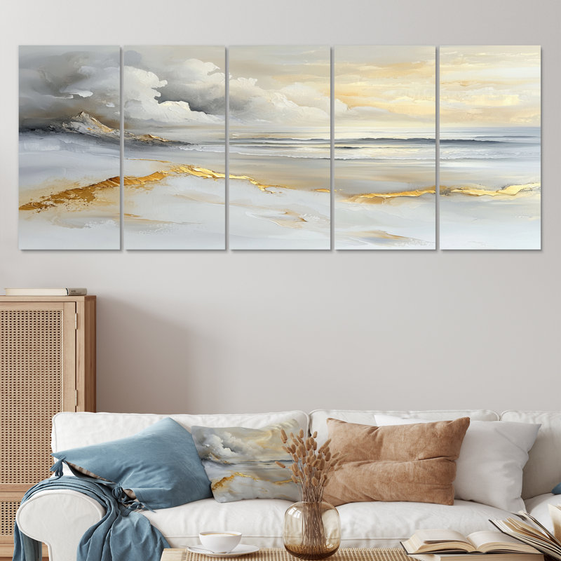 Ayvee - Art mural plage - Art mural nautique sur toile, H 32 po x l 80 po, 5