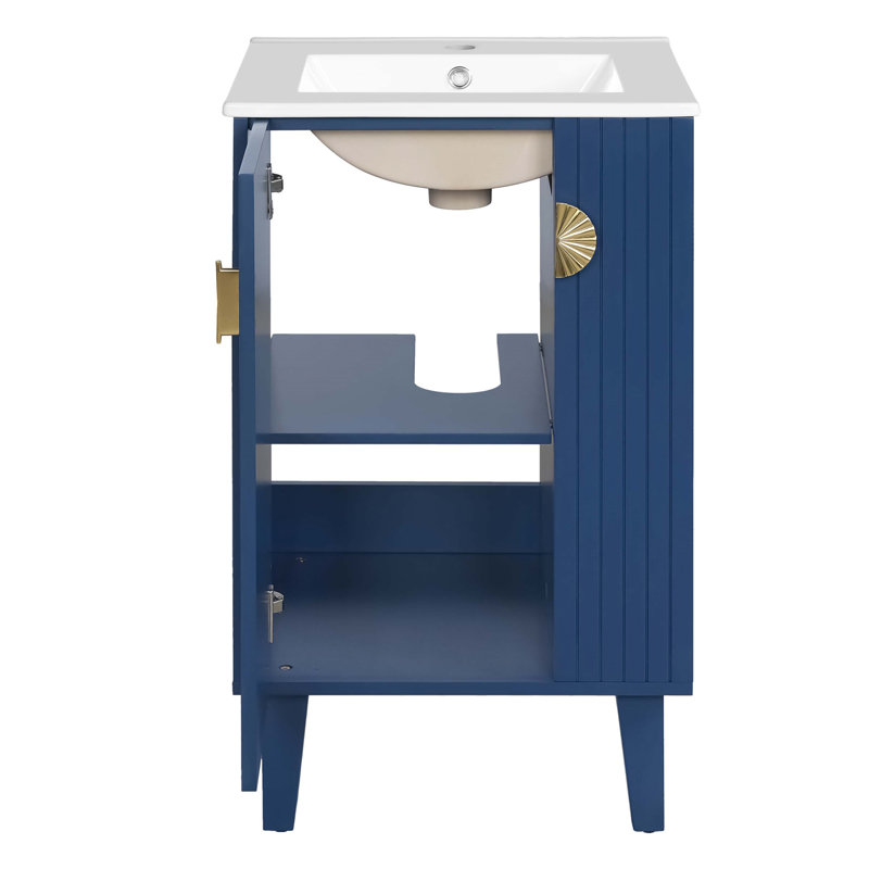 Meuble-lavabo de 20 pouces avec lavabo en céramique, Blue
