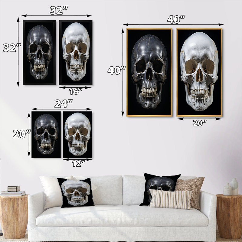 «Skull Eernal Remains», 2 pièces, Toile tendue, H 24 po x l 20 po