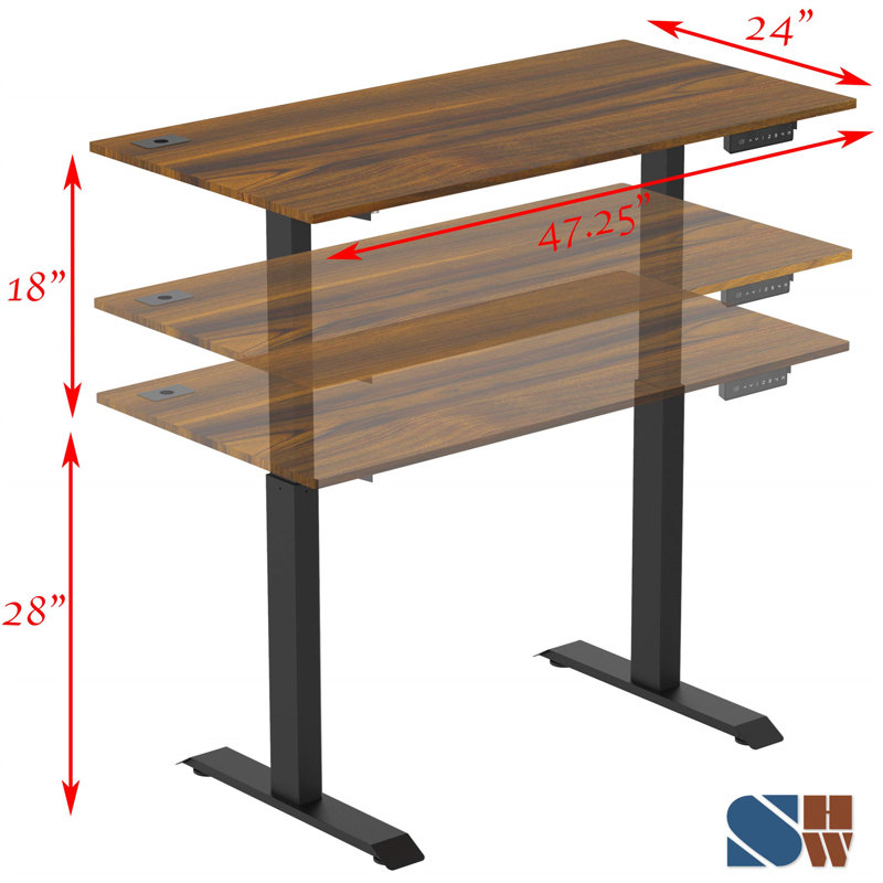 Bureau Marutani, Noir, L 47,24 po x P 24,02 po, Noyer rustique