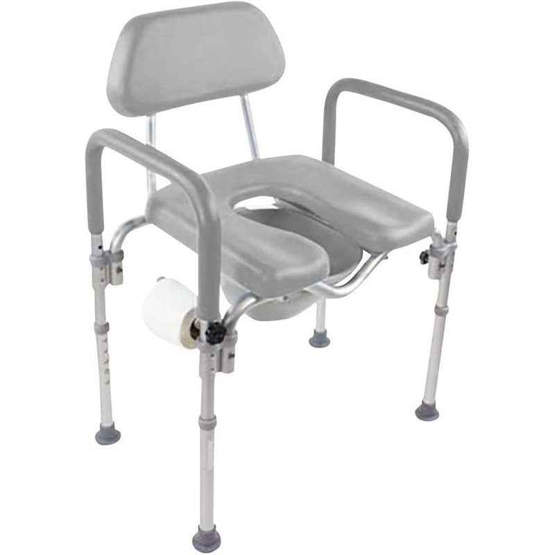 Platinum Health Dignity Premium Padded Commode Shower Chair Adjustable Height, Toilet Paper Holder