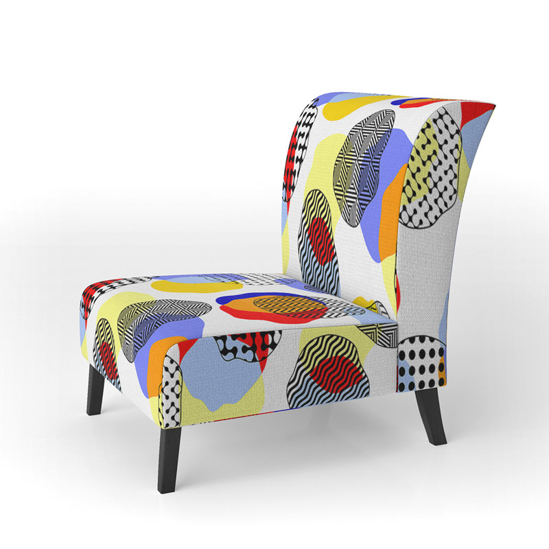 Fauteuil de chambre rembourré multicolore à motif de cercles multicolores
