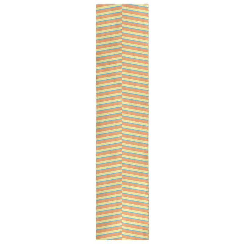 Fractured Stripes Table Runner, 16" x 72", Blue Orange/Yellow