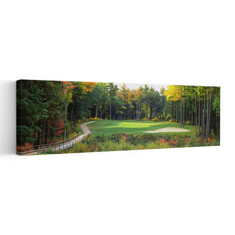 Parcours de golf, Nouvelle-Angleterre, États-Unis, paysage contemporain abstrait, art mural, H 20 po x l 60 po