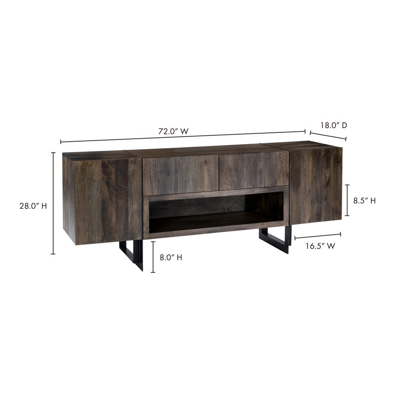 Tiburon Solid Wood TV Stand, Dark Brown Wood