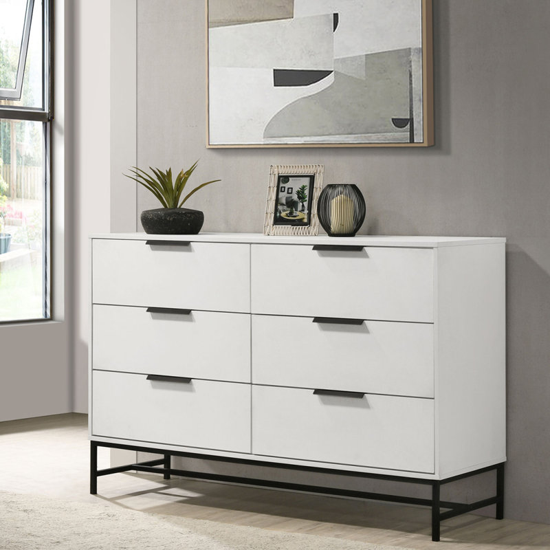 Commode de chambre blanche à 6 tiroirs Taraval