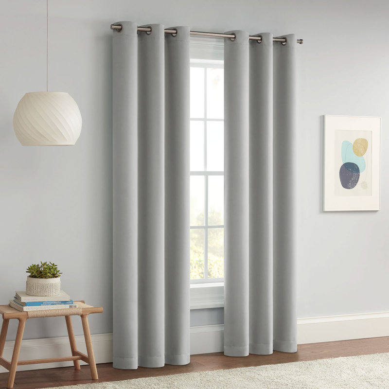 Eclipse Darrell Energy Saving Blackout Grommet Curtain Panel, Gray, 37" W x 63" L