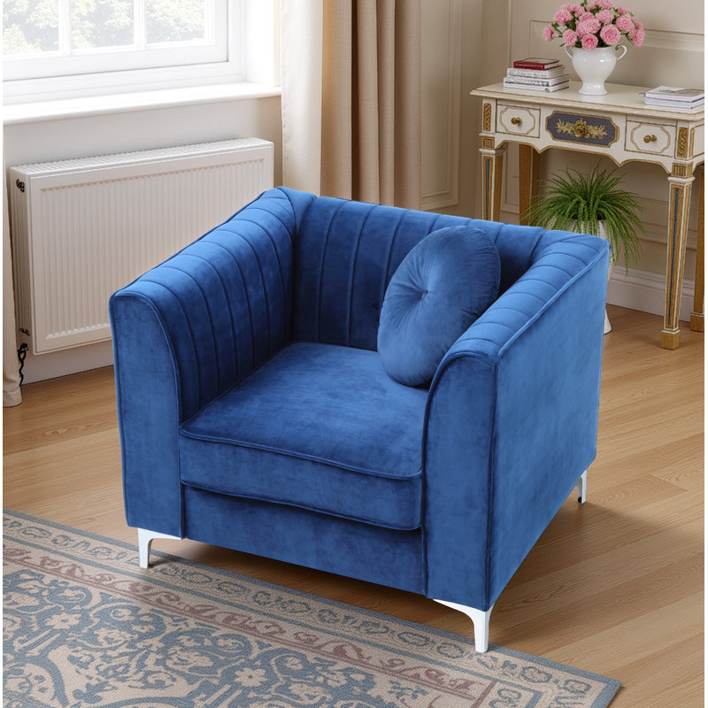 Chaise en velours de suède Tetouan, Marine, 1