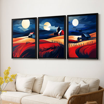LANDSCAPES Series CXXVI  -Custom Framed  Wrapped Gallery Canvas - 3 Pieces