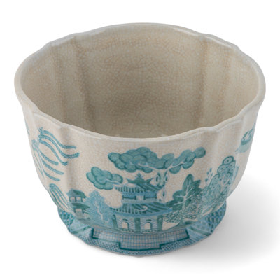 Turquoise White Willow Scallop Planter